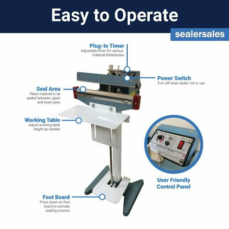 Sealer Sales 18in KF-Series Foot Sealer w/ 5mm Seal Width, Standing Operation KF-455F+STE+PPSE